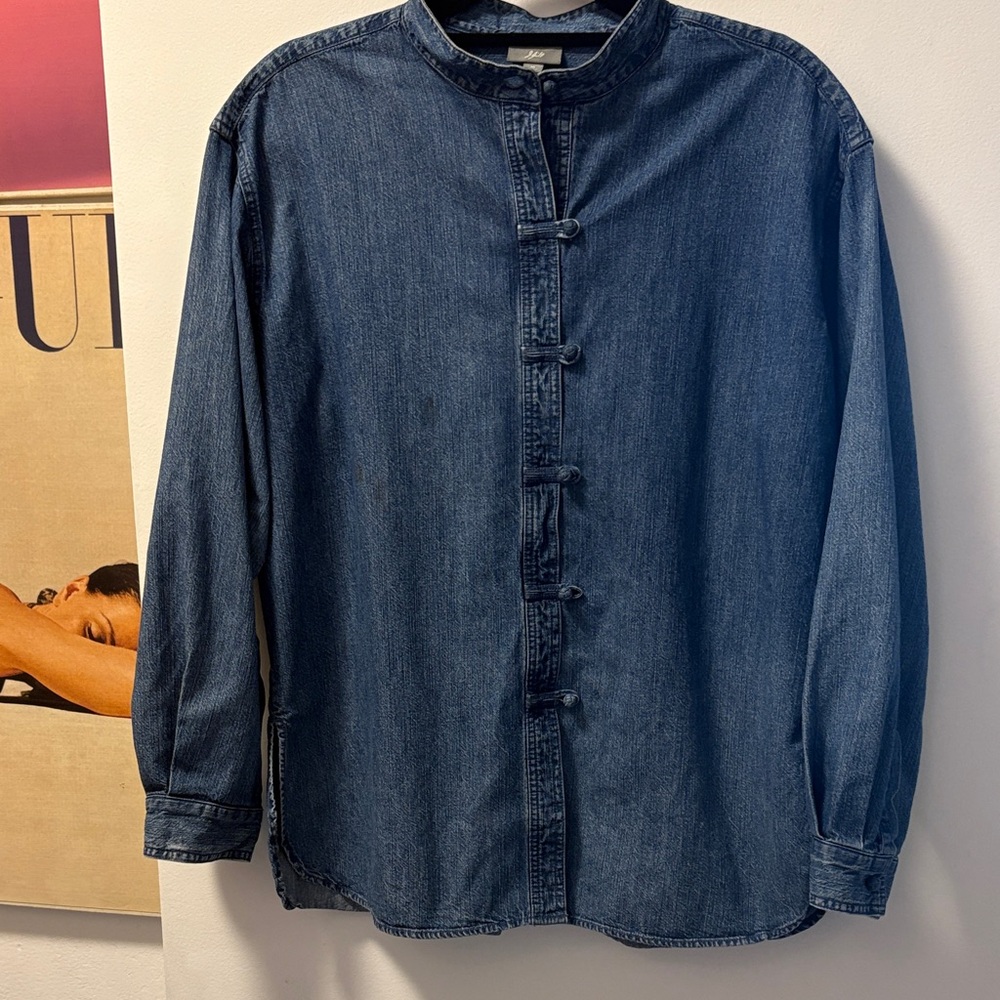 J. Jill Blue Nehru Denim Shirt M
